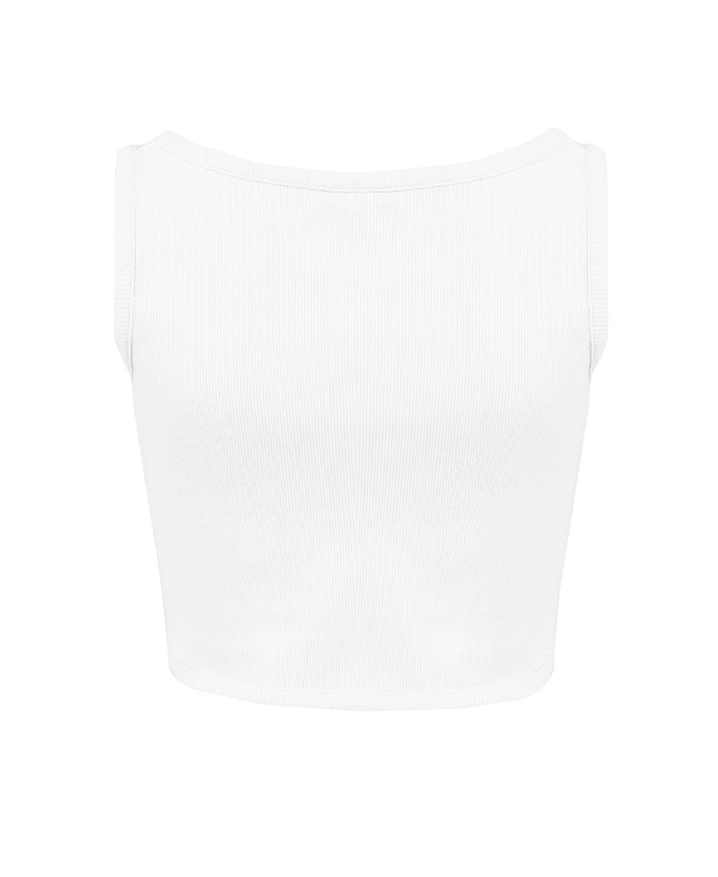 Pcfg Women's Ribbed Stretch Cotton-Blend Cropped Tank Top