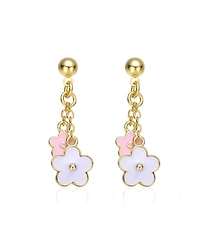 GiGiGirl Kids 14k Yellow Gold Plated Flower Enamel Drop Earrings