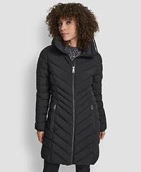 Dkny Women's Chevron Stand Collar Coat