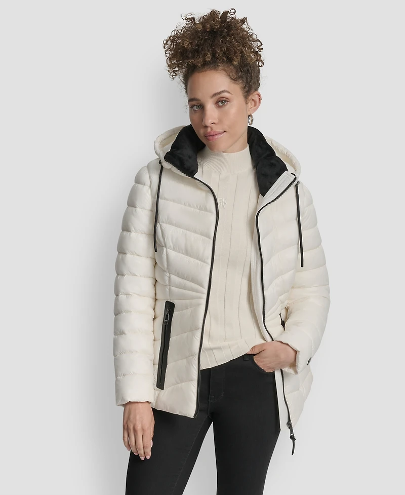 Dkny Women's Stand Collar Zipper-Front Coat
