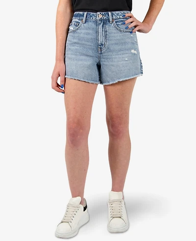 Rewash Juniors' Super High-Rise Denim Shorts