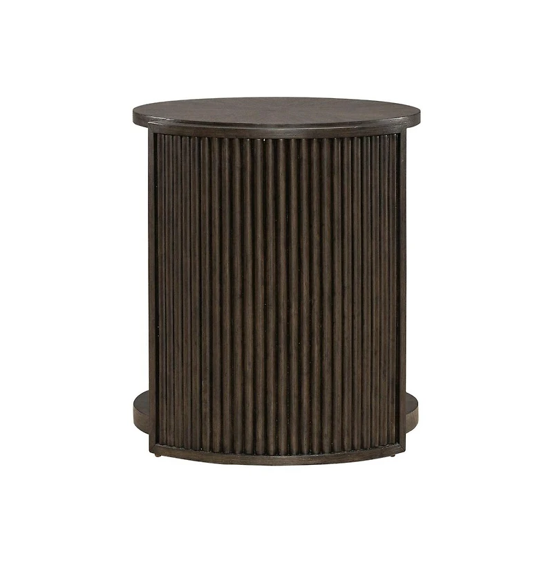 Liberty Furniture City View Round End Table for Living Room- Coffee Bean Oak Wood