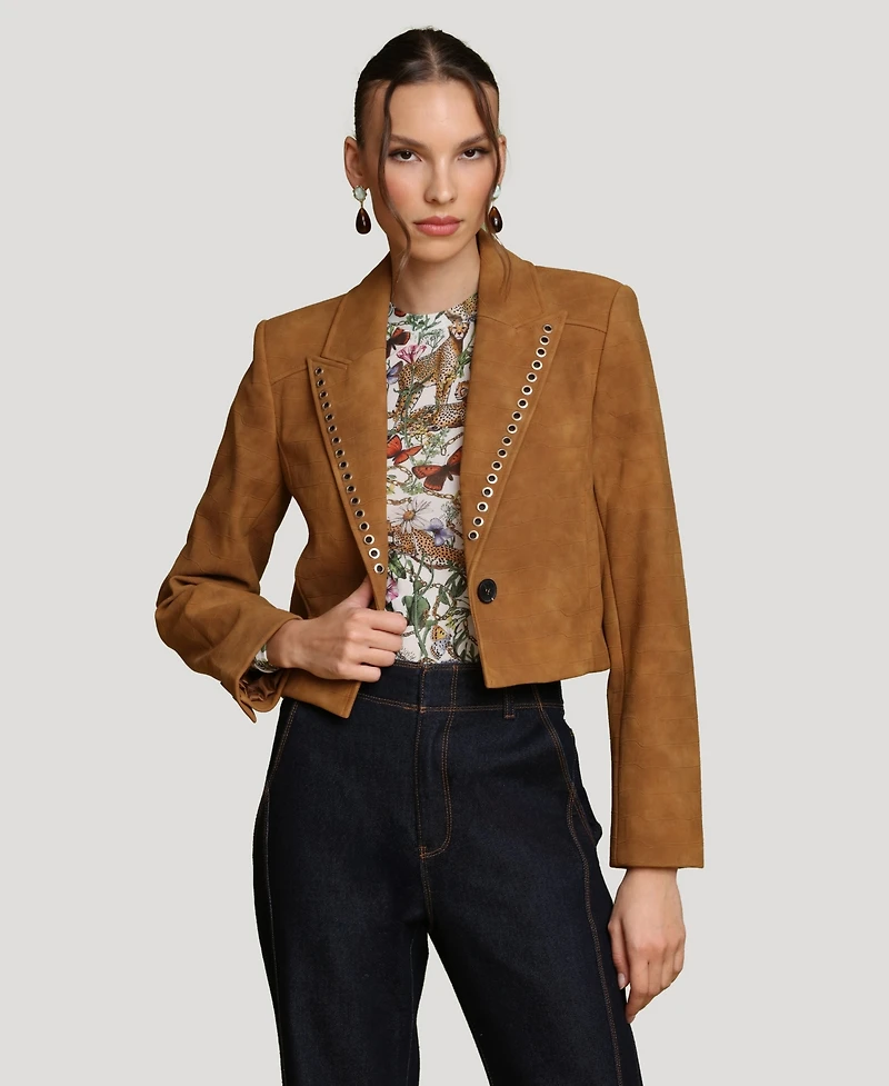 Avec Les Filles Women's Cropped Spread Collar Blazer