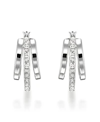 Macy's Diamond Accent Double Hoop Earrings (0.01 ct. t.w.) in Sterling Silver