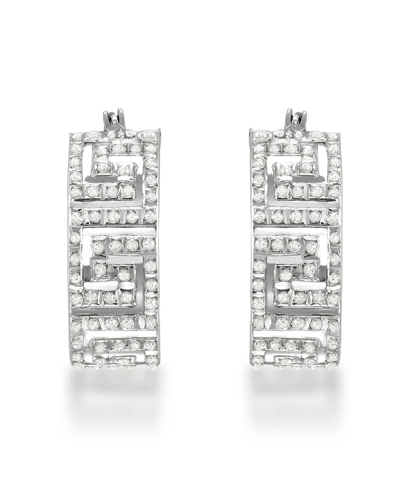 Macy's Diamond Accent Hoop Earrings (0.01 ct. t.w.) in Sterling Silver