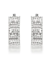 Macy's Diamond Accent Hoop Earrings (0.01 ct. t.w.) in Sterling Silver