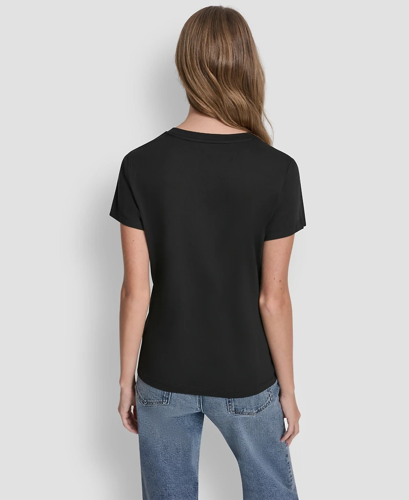 Dkny Jeans Women's Stacked Eyelet Logo Crewneck T-Shirt