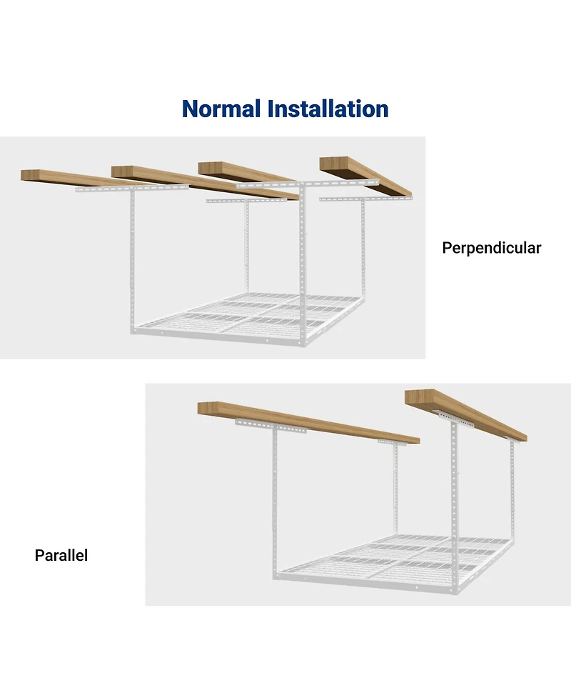 Fleximounts Ohk Series Ceiling Mounted Overhead Garage Storage Rack, White — 36" X 72"