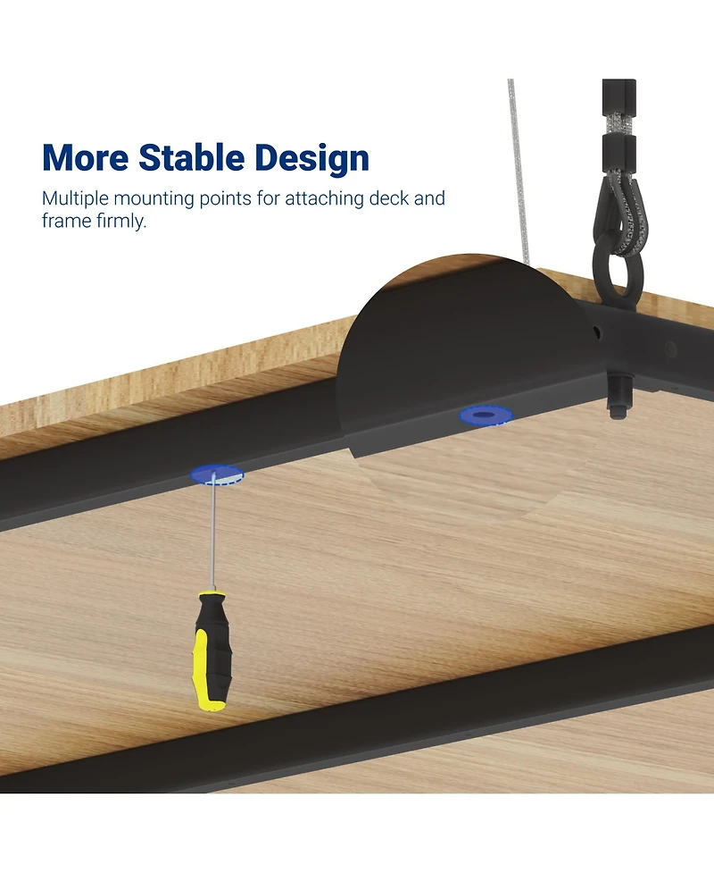 Fleximounts GL2B-e– 4×4 Ft Garage Lifting Storage Rack With Rubberwood Platform (Black)