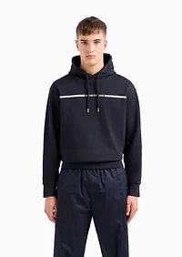 A|X Armani Exchange Men's French Terry Skinny Stripe Logo Drawstring Hoodie