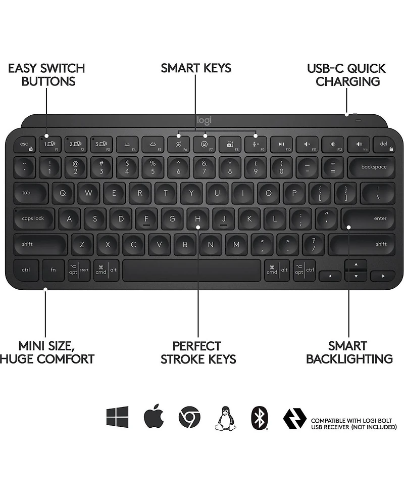 Logitech Mx Keys Mini Minimalist Wireless Illuminated Keyboard (Black)