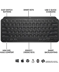 Logitech Mx Keys Mini Minimalist Wireless Illuminated Keyboard (Black)