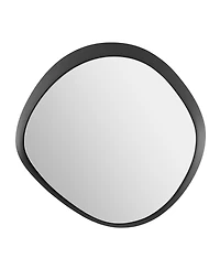 Danya B Sonya 24-inch Contemporary Asymmetrical Round Wall Mirror with Raised Black Iron Frame