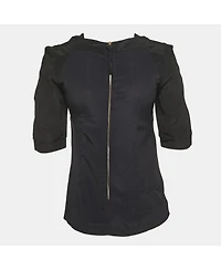 Pre-Owned Marni Women's Navy Blue & Black Chiffon Top