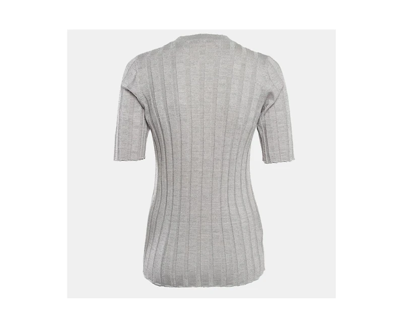 Pre-Owned Marni Women's Silver Lurex Knit Mock Neck Top