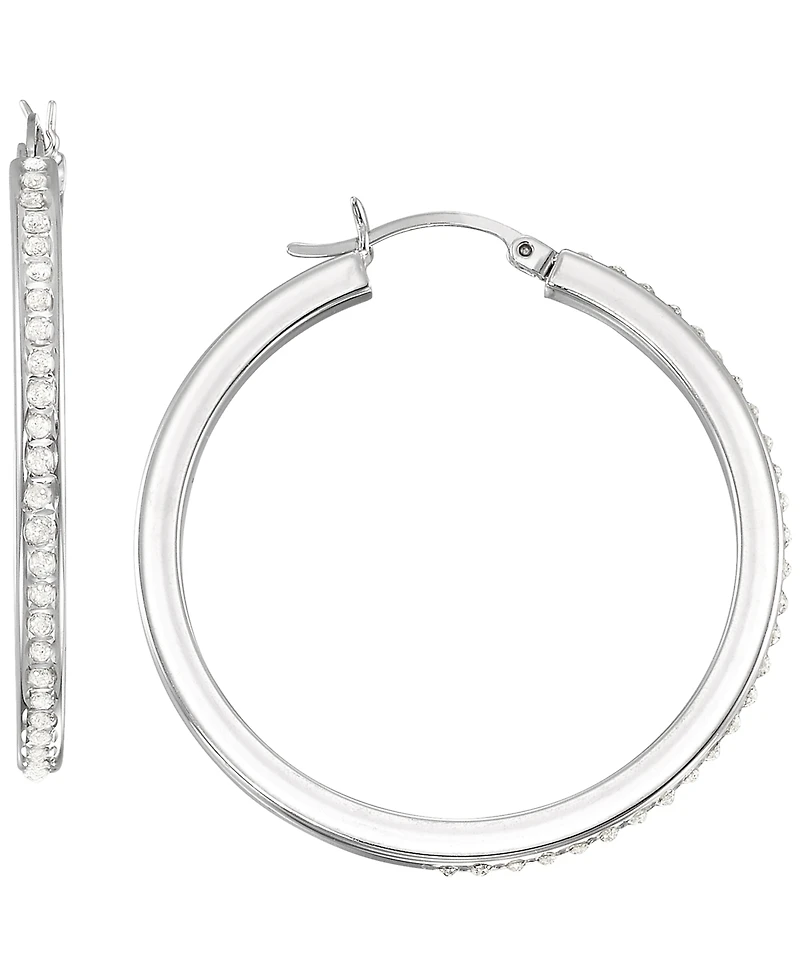 Macy's Diamond Accent Hoop Earrings (0.01 ct. t.w.) in Sterling Silver