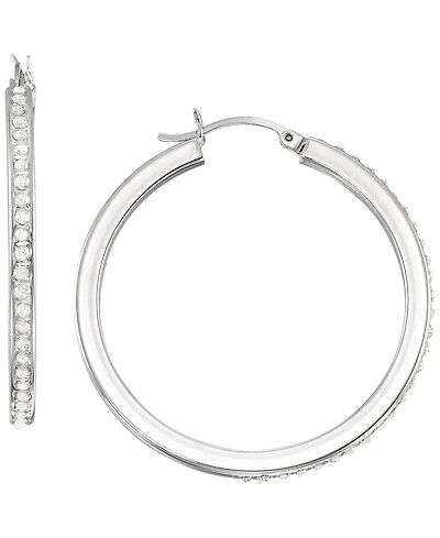 Macy's Diamond Accent Hoop Earrings (0.01 ct. t.w.) in Sterling Silver