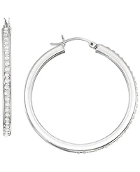 Macy's Diamond Accent Hoop Earrings (0.01 ct. t.w.) in Sterling Silver