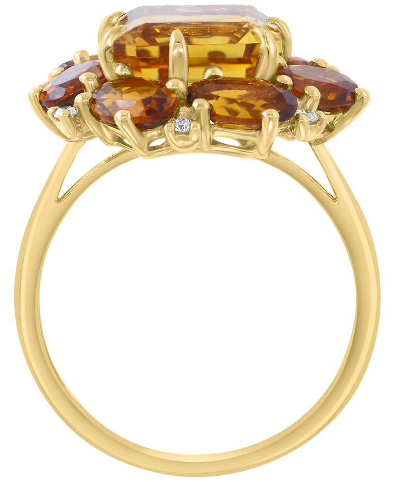 Effy Collection Citrine (6-5/8 ct. t.w.) and Ring Diamond (1/6 ct. t.w.) in 14k Yellow Gold