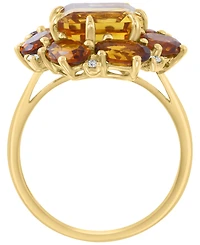 Effy Collection Citrine (6-5/8 ct. t.w.) and Ring Diamond (1/6 ct. t.w.) in 14k Yellow Gold