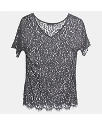 Pre-Owned Dolce & Gabbana Women's Grey Lace V-Neck Top