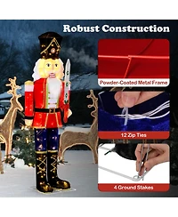 Costway 5 Ft Lighted Nutcracker Soldier Outdoor Christmas Decoration with Glitter Sword