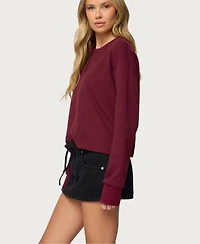 Edikted Women's Deni Long Sleeve Henley Waffle Top