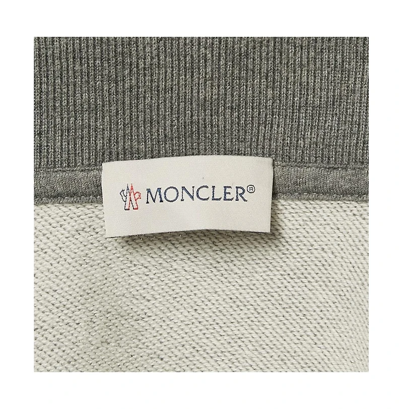 Pre-Owned Moncler Men's Grey Logo Print Cotton Knit Zip-Up Jacket