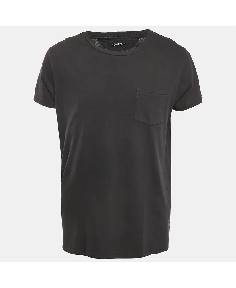 Pre-Owned Tom Ford Men's Black Cotton Knit Front Pocket Crew Neck T-Shirt