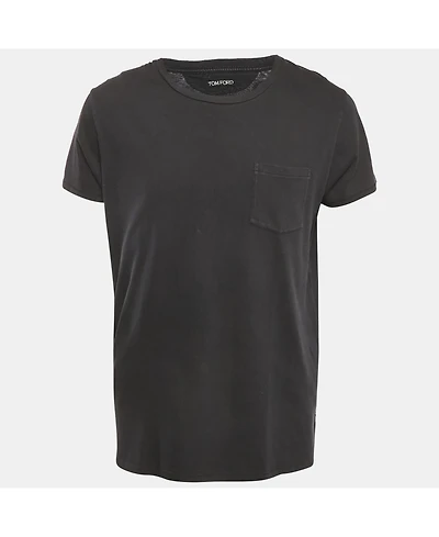 Pre-Owned Tom Ford Men's Black Cotton Knit Front Pocket Crew Neck T-Shirt