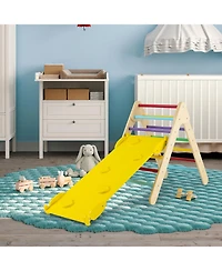 Skonyon 3-in-1 Wooden Climbing Triangle Set Triangle Climber with Ramp-Multicolor