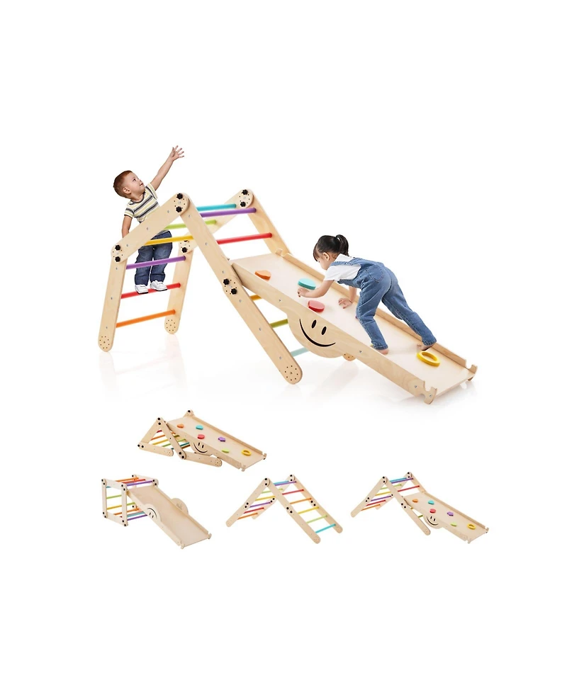 Skonyon Climbing Triangle Ladder Toy Indoor Jungle Gym with Reversible Ramp