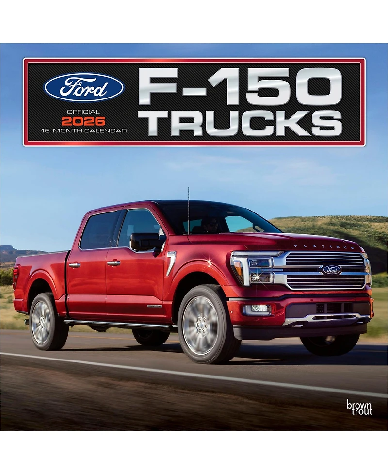 BrownTrout Ford F150 Trucks Official | 2026 12 x 24 Inch (Hanging) Monthly Square Wall Calendar | Plastic-Free