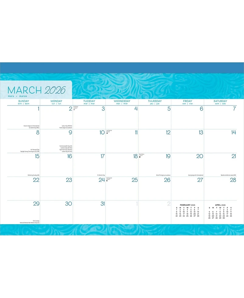 BrownTrout Seaside Currents | 2026 17 x 12 Inch Monthly Desk Pad Calendar