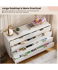 gaomon Fluted 8 Drawer Dresser, 54" Wide Modern Chest with Deep Drawers, Long Double Dresser Tv Stand for Living Room, Bedroom, Hallway