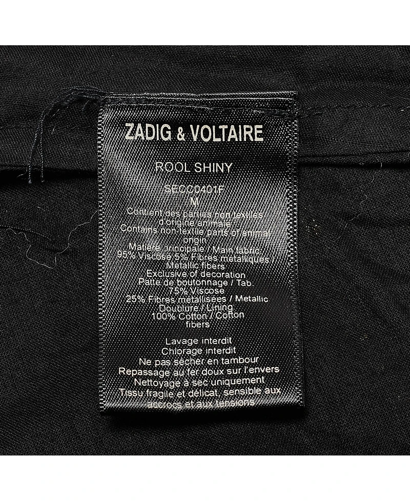 Pre-Owned Zadig & Voltaire Women's Black & Gold Shiny Crepe Ruffled Dress