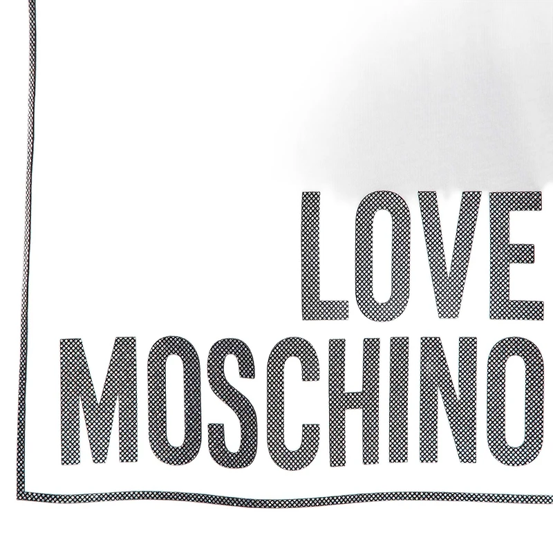 Pre-Owned Love Moschino Women's White Metallic Print Jersey T-Shirt