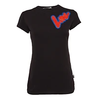 Pre-Owned Love Moschino Women's Cotton Knit Love Patch Detail T-Shirt