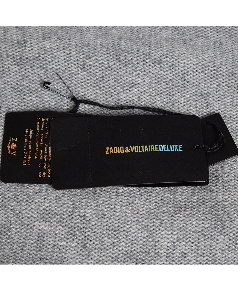 Pre-Owned Zadig & Voltaire Women's Pre-Owned Zadig and Voltaire Delux Grey Cashmere Knit Open Front Fringed Cardigan