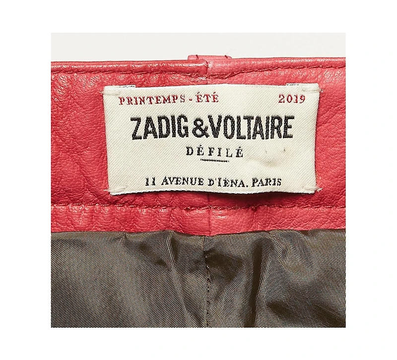 Pre-Owned Zadig & Voltaire Women's Red Leather Saya Patch Shorts