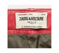 Pre-Owned Zadig & Voltaire Women's Red Leather Saya Patch Shorts