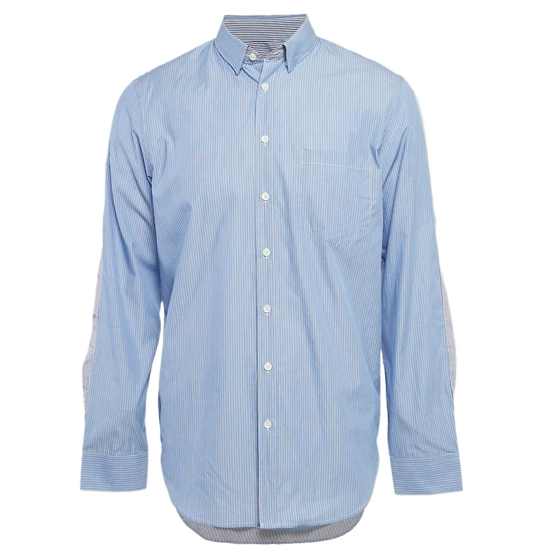 Pre-Owned Zadig & Voltaire Men's Blue Stripe Cotton Button Front Shirt