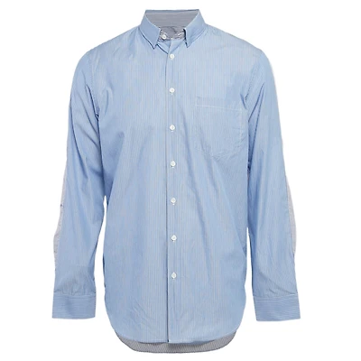 Pre-Owned Zadig & Voltaire Men's Blue Stripe Cotton Button Front Shirt