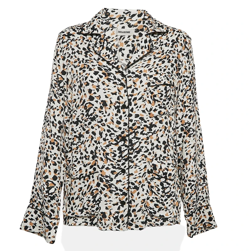 Pre-Owned Zadig & Voltaire Women's Brown Leopard Print Crepe Tradi Shirt