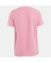 Pre-Owned Moschino Women's Cheap And Chic Pink Printed Crepe Metal Ring Detail Top