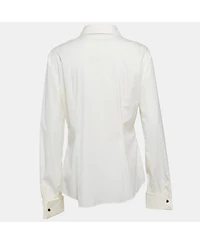 Pre-Owned Roberto Cavalli Women's Cream Cotton Long Sleeve Shirt