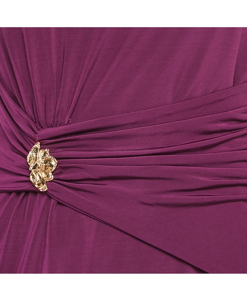 Pre-Owned Roberto Cavalli Women's Pink Jersey Draped Metal Detail Short Dress