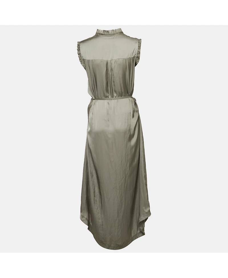 Pre-Owned Zadig & Voltaire Women's Grey Satin Belted Raos Maxi Dress