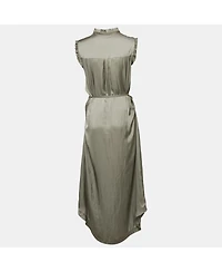 Pre-Owned Zadig & Voltaire Women's Grey Satin Belted Raos Maxi Dress