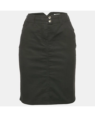 Pre-Owned Moschino Women's Jeans Black Cotton Logo Stud Detail Mini Skirt